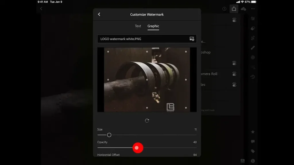 Add Watermark in Lightroom Mobile (Step 5)