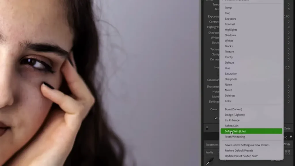 Skin presets in Lightroom
