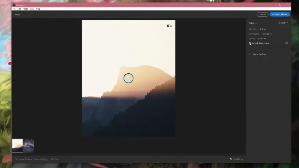 Add watermark in Lightroom Classic (Step 3)