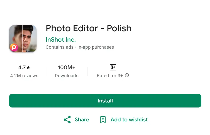 Polish photo editor on Google Play